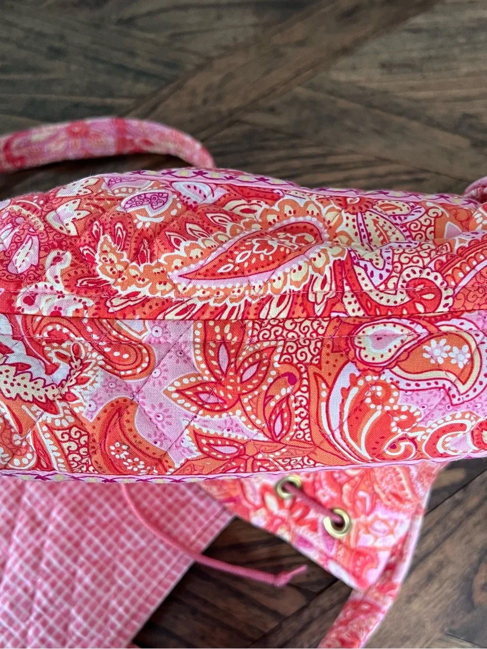 Vera Bradley Original Drawstring Backpack, Sherbet Pink & Orange Paisley
